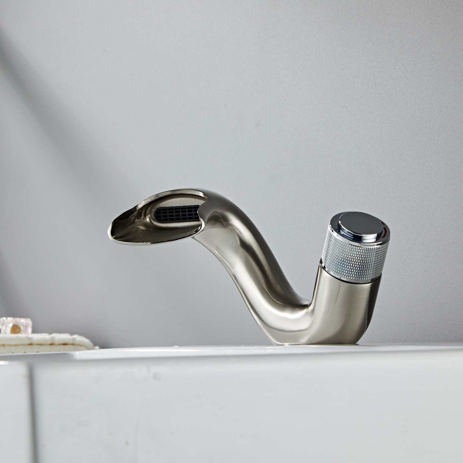 Wovier Waterfall Bathroom Sink Faucet,Single Handle Single Hole Faucet-W8210-7