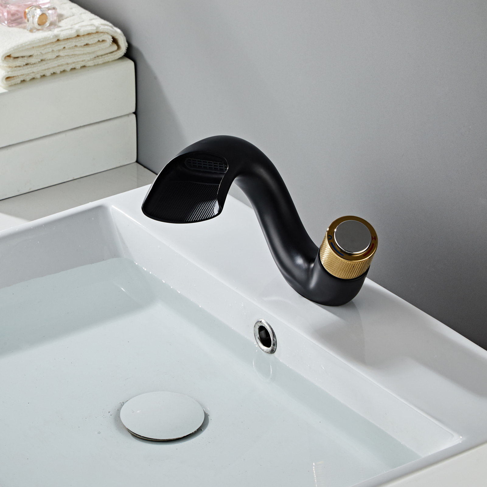 Wovier Waterfall Bathroom Sink Faucet,Single Handle Single Hole Faucet-W8210-9