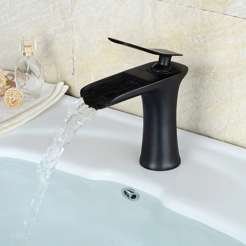 Wovier Waterfall Bathroom Sink Faucet,Single Handle Single Hole Faucet-W8369-3
