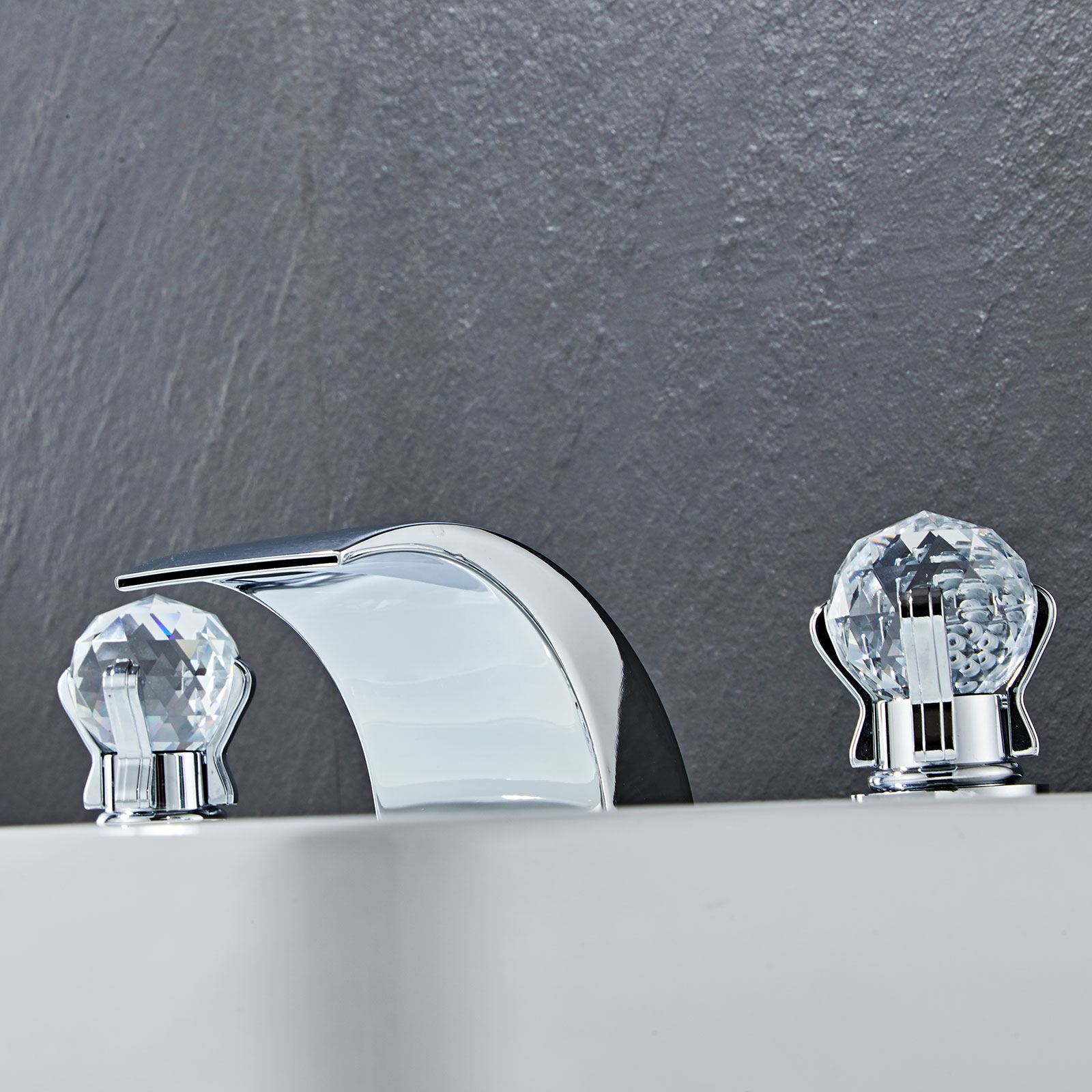 Wovier Widespread Faucet,Three Handle Two Hole Bathroom sink Faucet-W8433-19