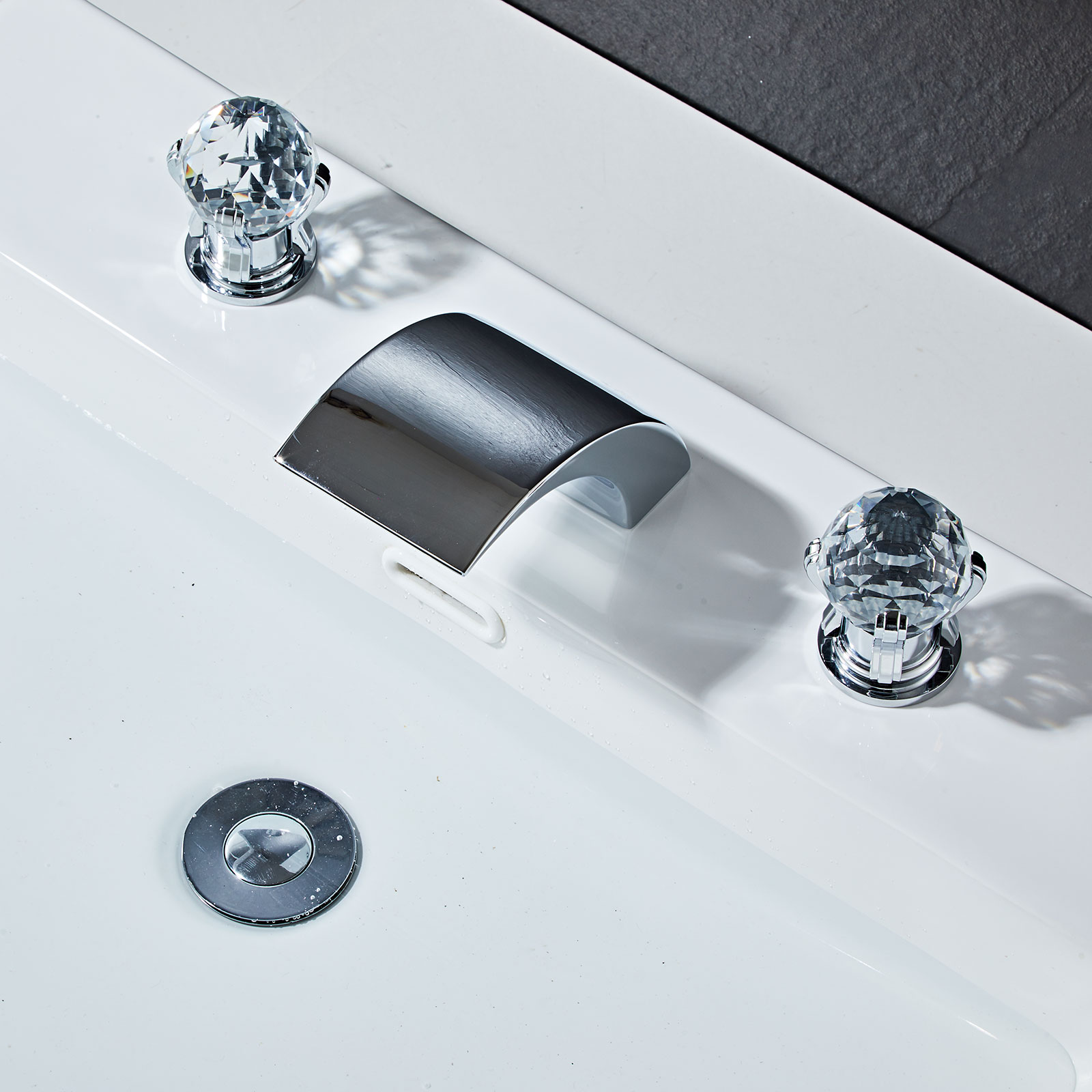 Wovier Widespread Faucet,Three Handle Two Hole Bathroom sink Faucet-W8433-16