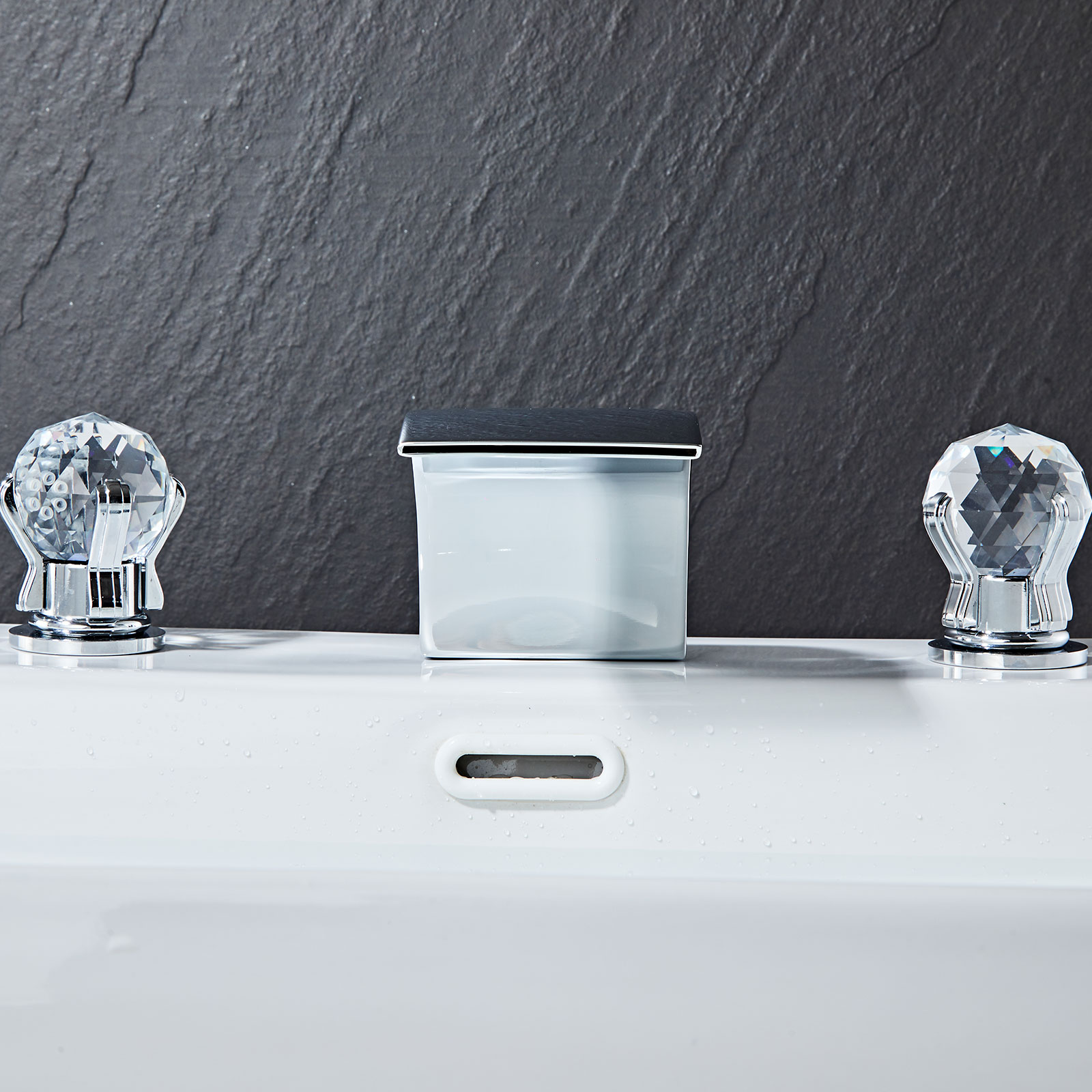 Wovier Widespread Faucet,Three Handle Two Hole Bathroom sink Faucet-W8433-17