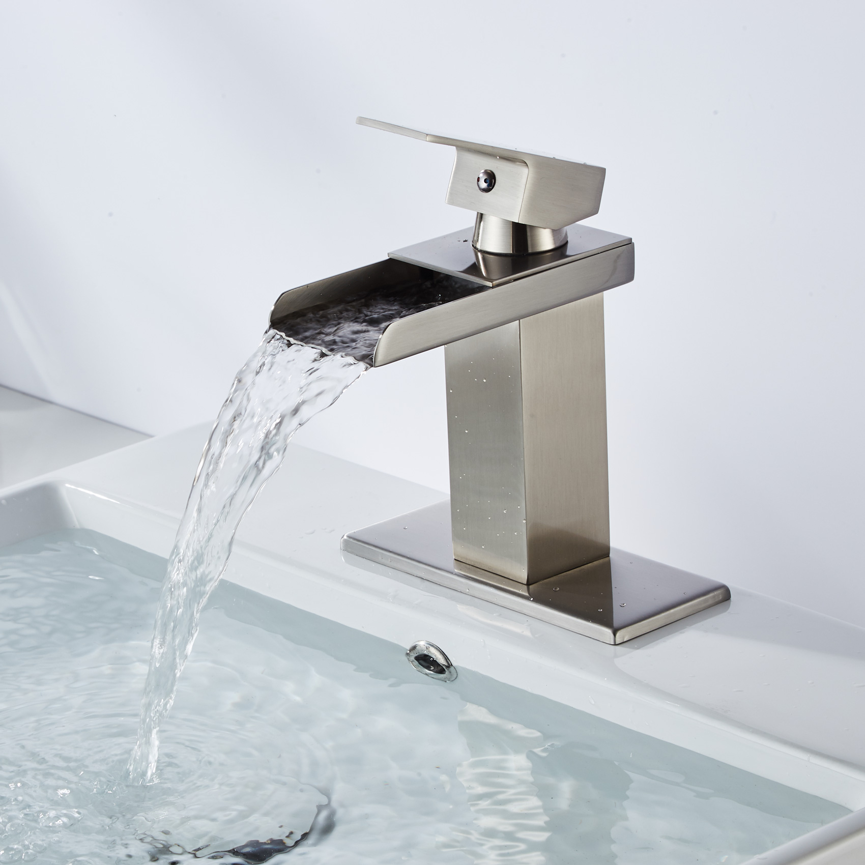 Wovier Waterfall Bathroom Sink Faucet,Single Handle Single Hole Faucet-W8230-8