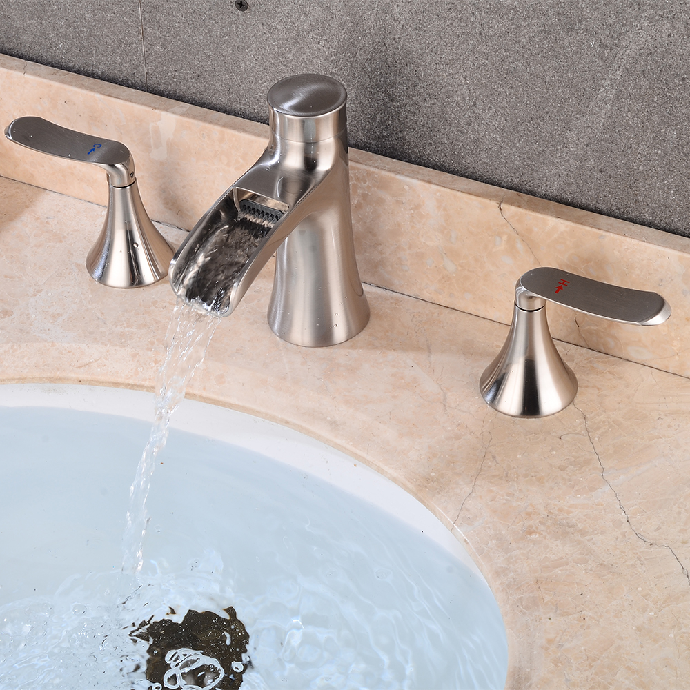 Wovier Widespread Faucet,Three Handle Two Hole Bathroom sink Faucet-W8416-28