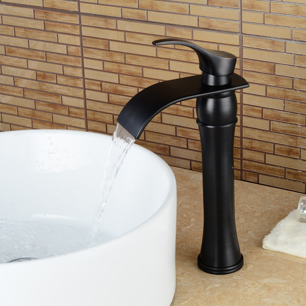 Wovier Waterfall Vessel Faucet, Single Handle Single Hole Bathroom Faucet - w8241-14