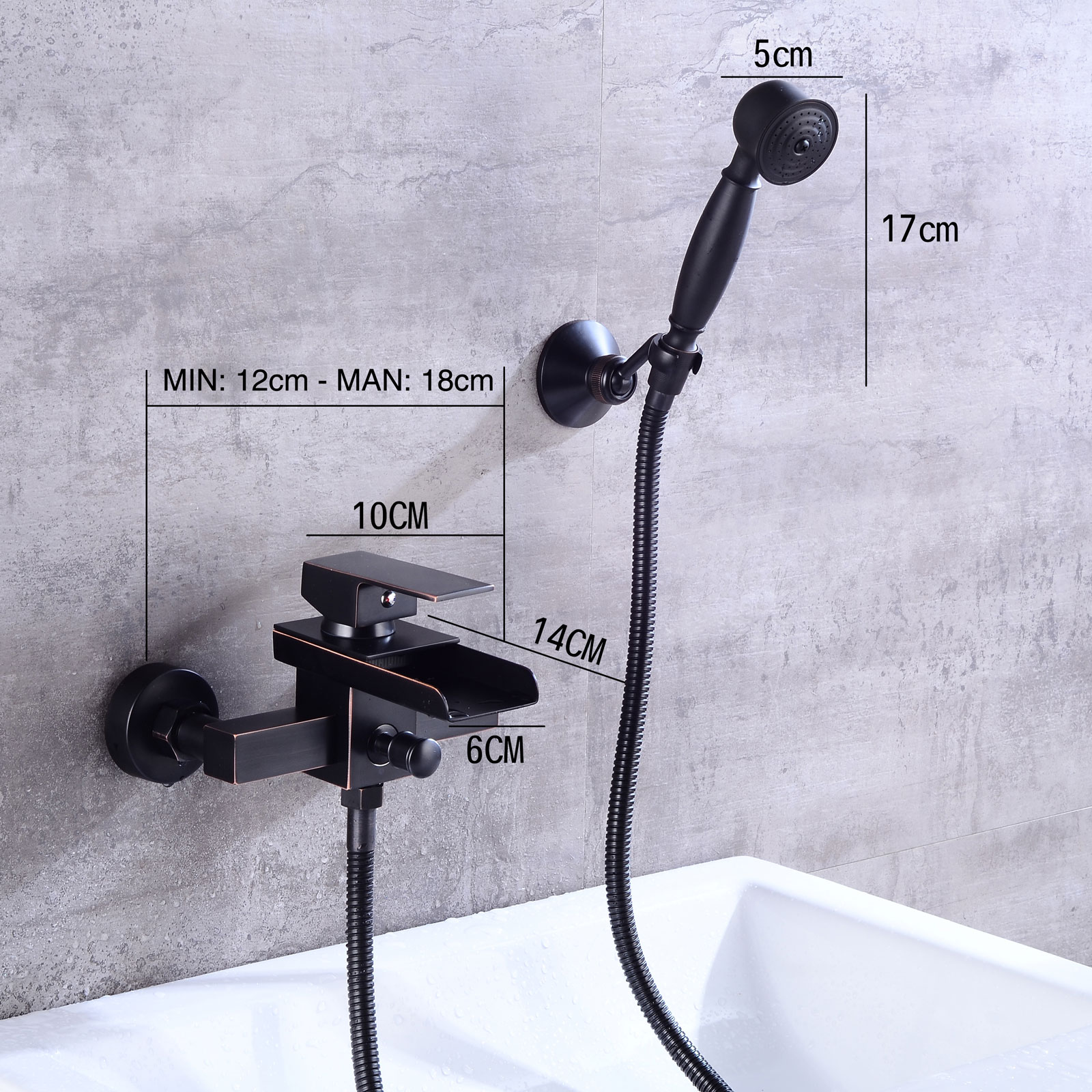 Wovier Waterfall Wall Mounted Waterfall Tub Filler with Hand Shower W8805