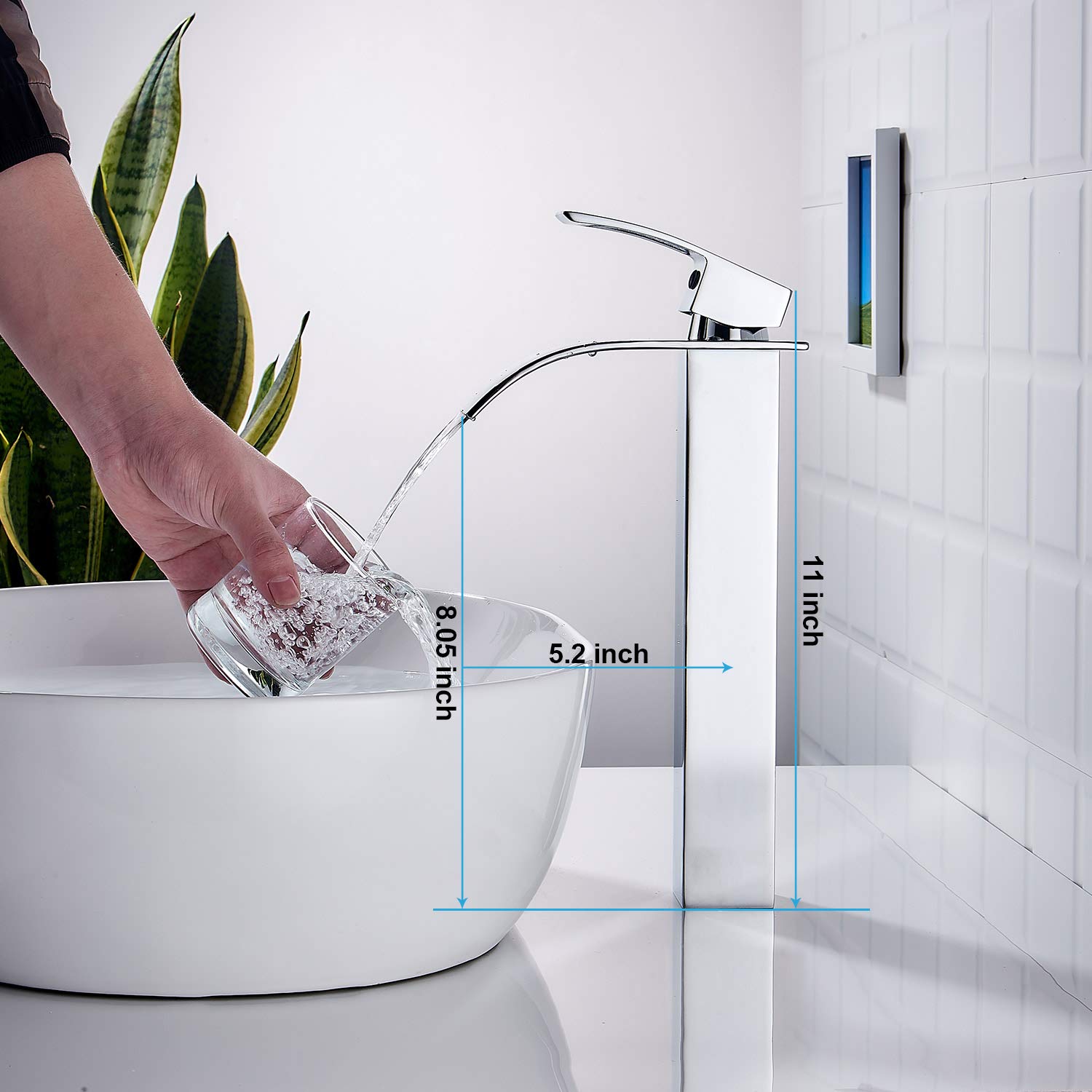 Wovier Bathroom Faucet with Supply Hose,Single Handle Single Hole Vessel Faucet W8227-15