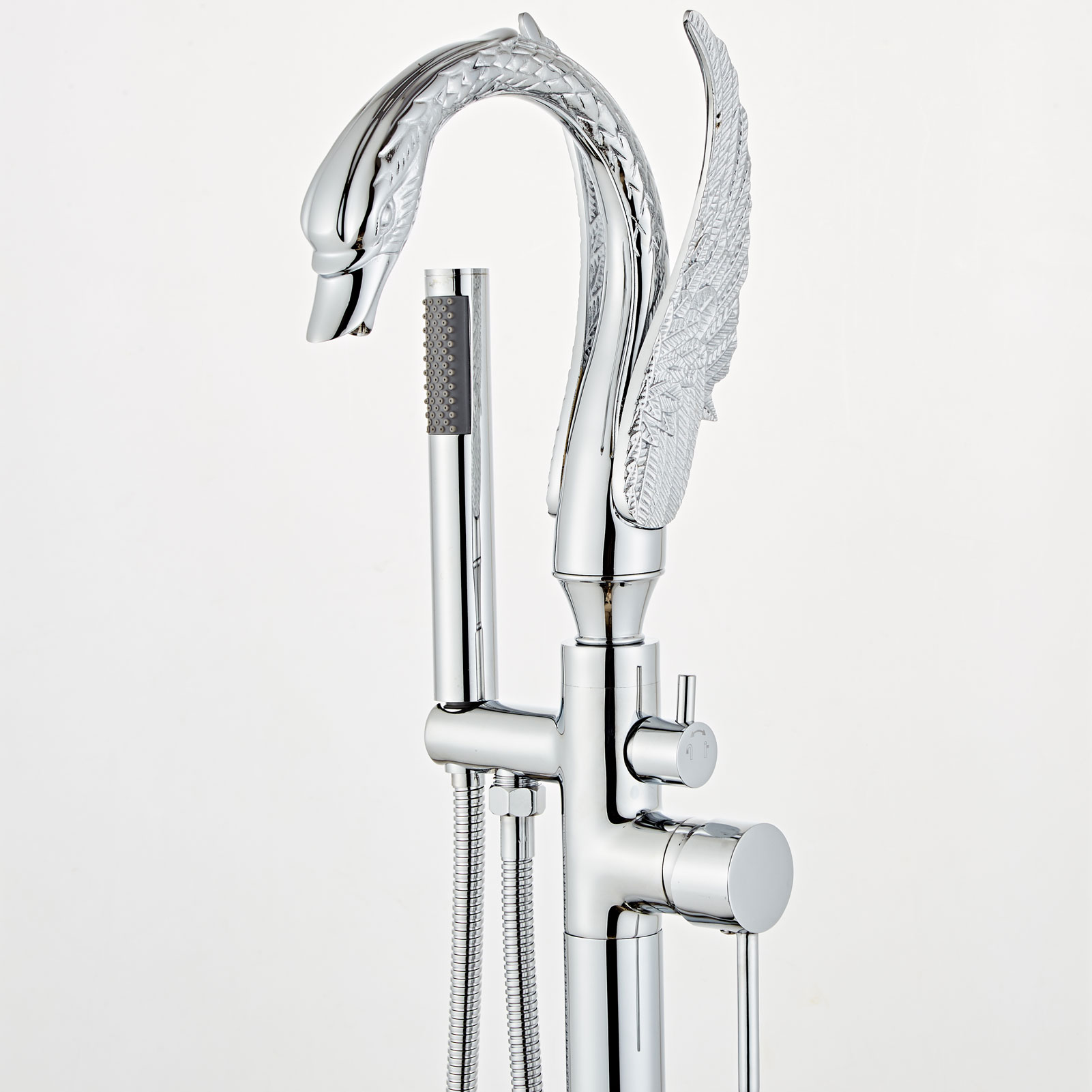 Wovier Floor Mounted Tub Filler Faucet, Freestanding Bathtub Faucet with Hand Shower W8781