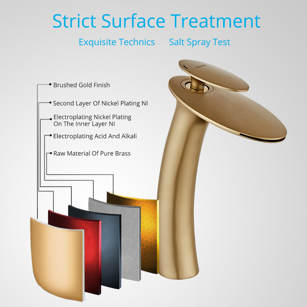 Wovier Waterfall Vessel Faucet,Single Handle Single Hole Vessel Bathroom Faucet - 8203-5