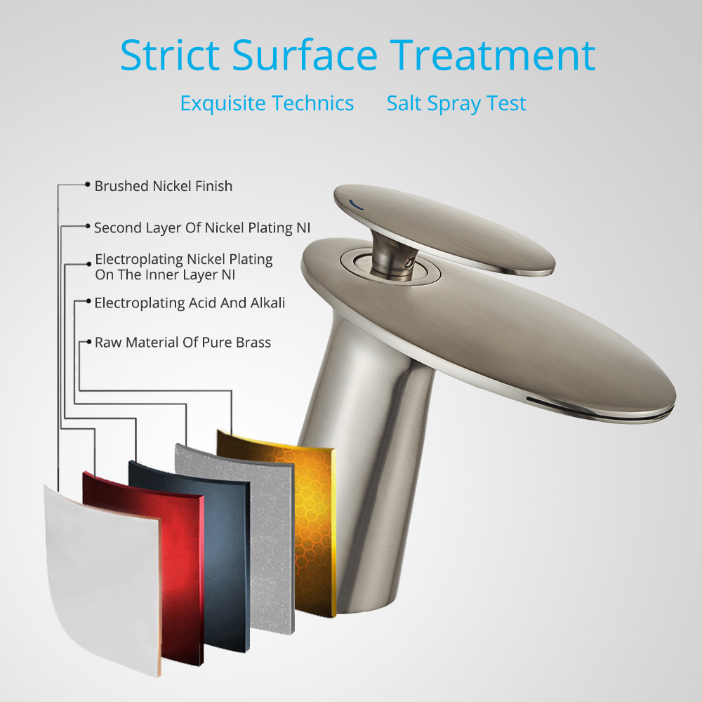 Wovier Waterfall Bathroom Sink Faucet,Single Handle Single Hole Faucet-W8204-23