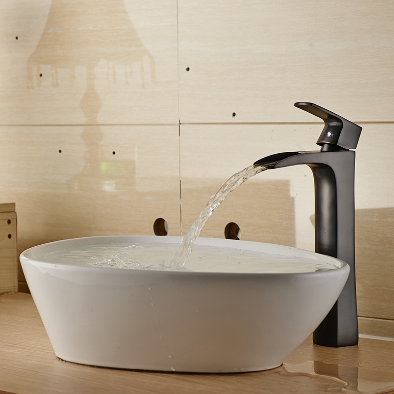 Wovier Waterfall Vessel Faucet, Single Handle Single Hole Bathroom Faucet - w8231-7