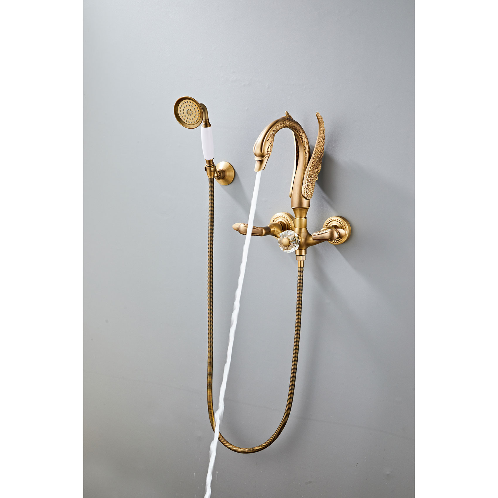 Wovier Swan Wall Mounted Tub Filler with Hand Shower W8811