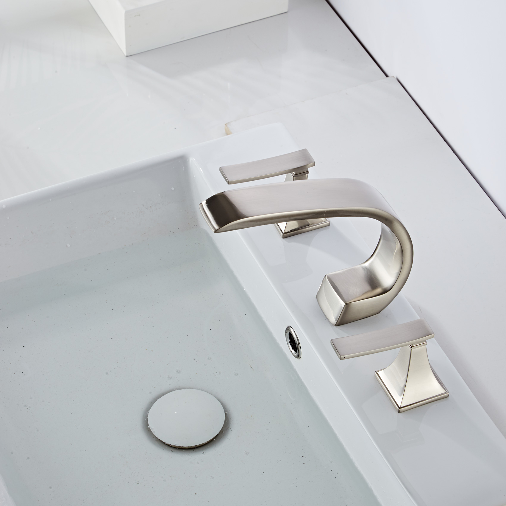 Wovier Widespread Faucet,Three Handle Two Hole Bathroom sink Faucet-W8424-13