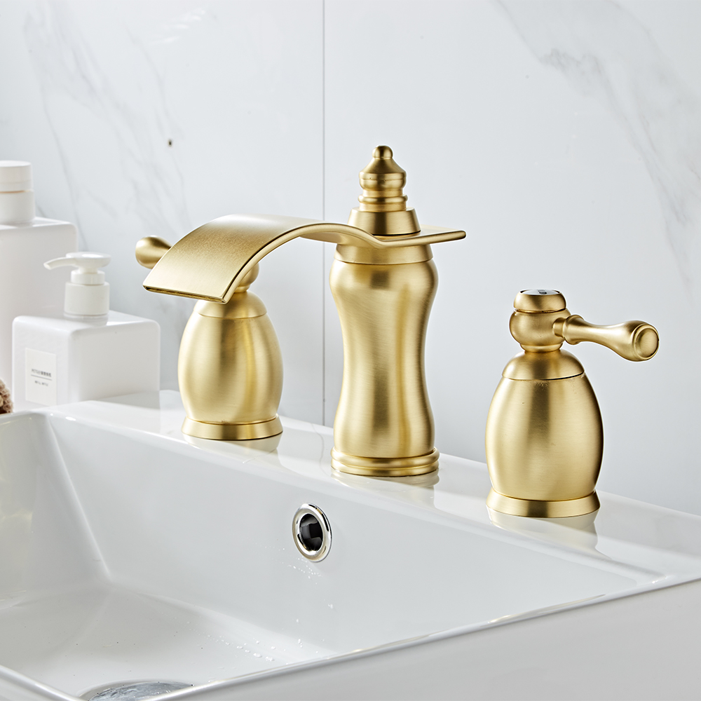 Wovier Widespread Faucet,Three Handle Two Hole Bathroom sink Faucet-W8414-17