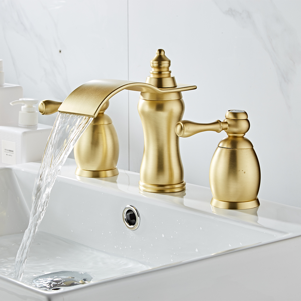 Wovier Widespread Faucet,Three Handle Two Hole Bathroom sink Faucet-W8414-16