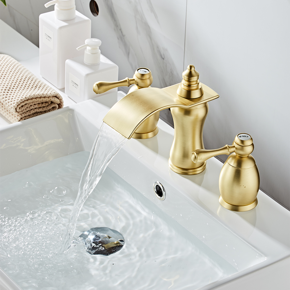 Wovier Widespread Faucet,Three Handle Two Hole Bathroom sink Faucet-W8414-01