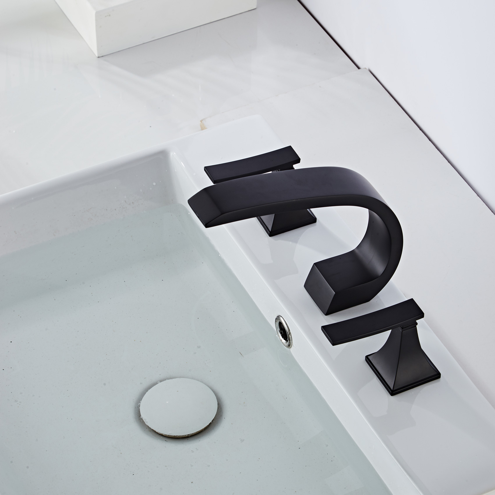 Wovier Widespread Faucet,Three Handle Two Hole Bathroom sink Faucet-W8424-9