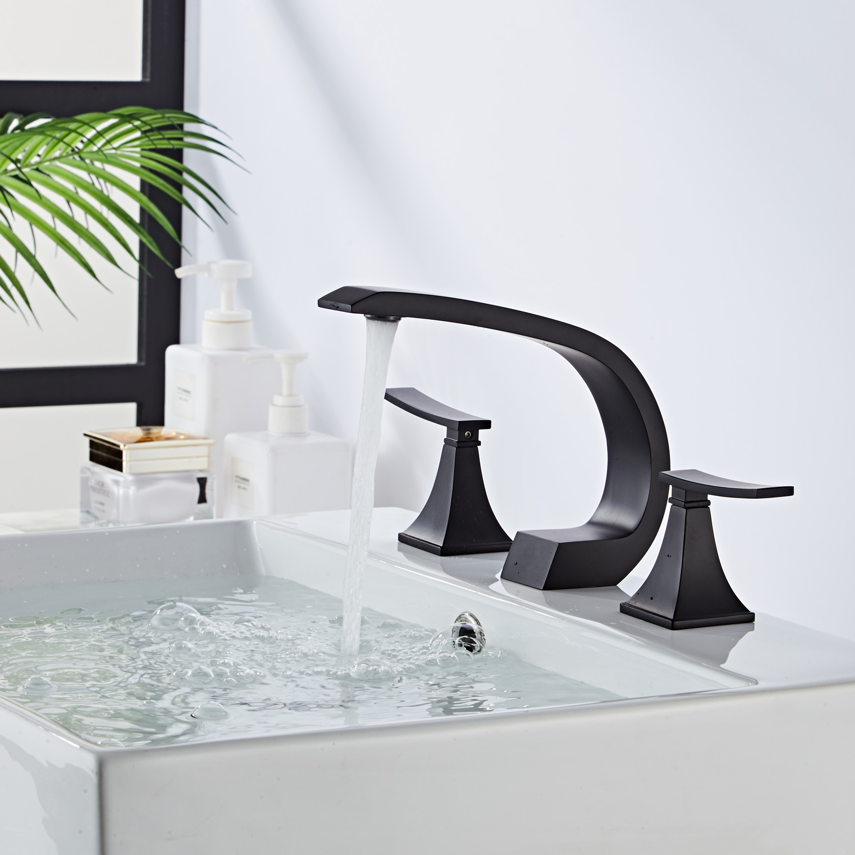 Wovier Widespread Faucet,Three Handle Two Hole Bathroom sink Faucet-W8424-01