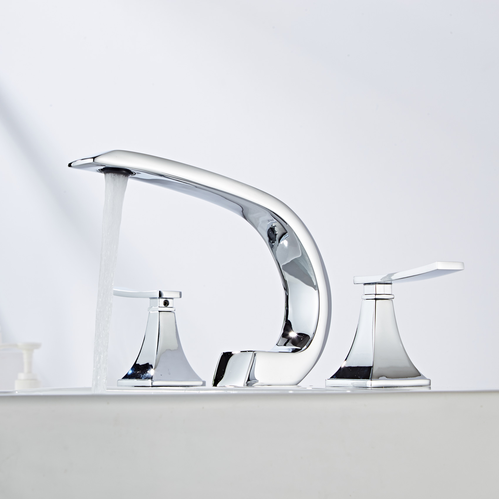 Wovier Widespread Faucet,Three Handle Two Hole Bathroom sink Faucet-W8424-10