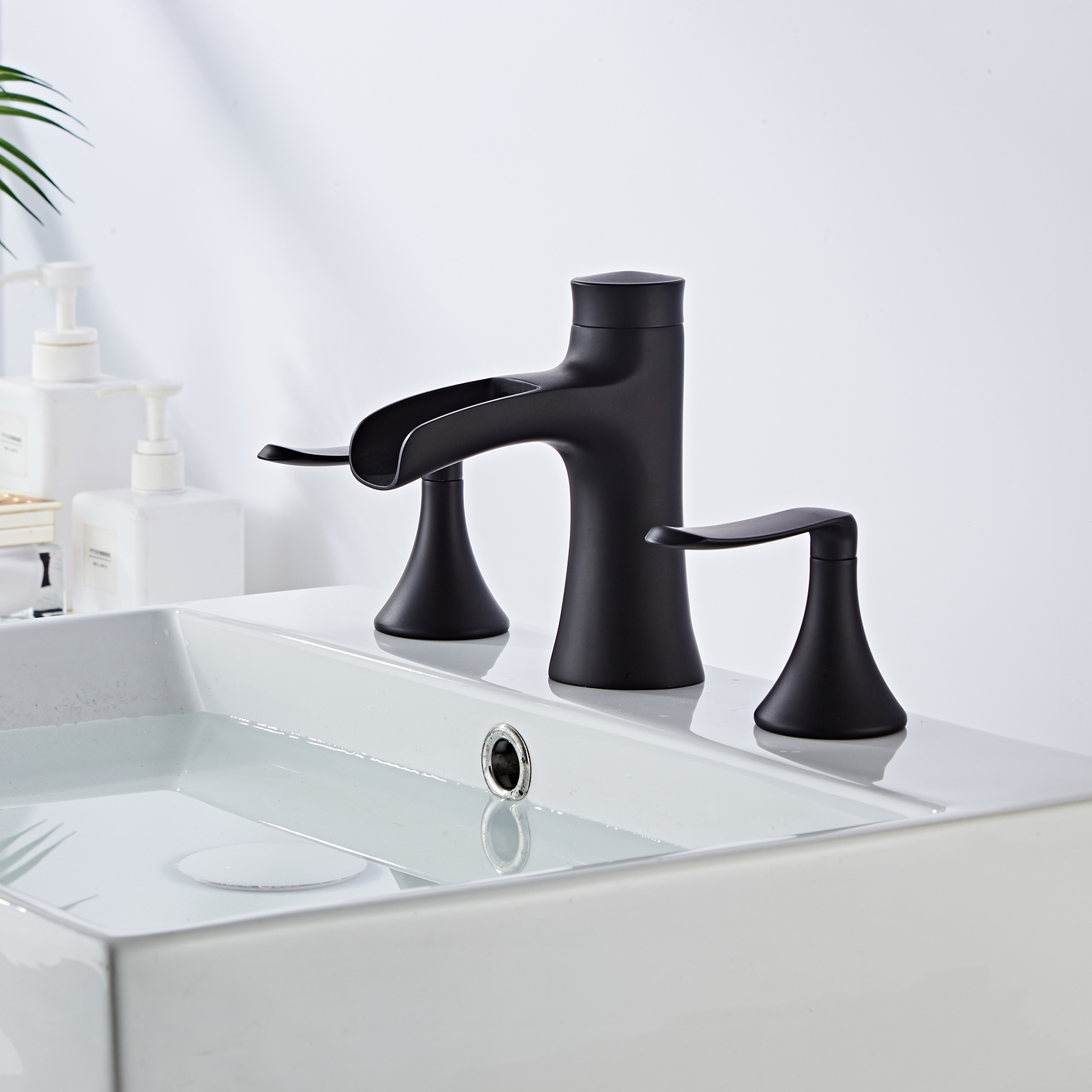 Wovier Widespread Faucet,Three Handle Two Hole Bathroom sink Faucet-W8416-16