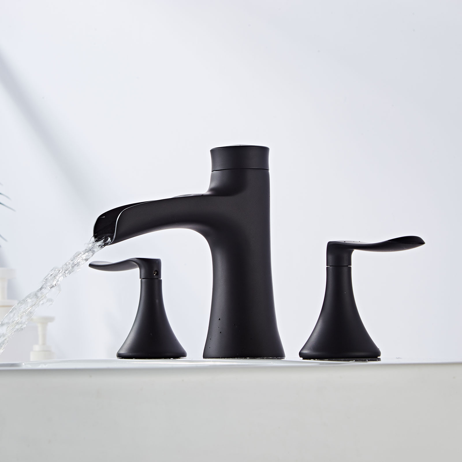 Wovier Widespread Faucet,Three Handle Two Hole Bathroom sink Faucet-W8416-15