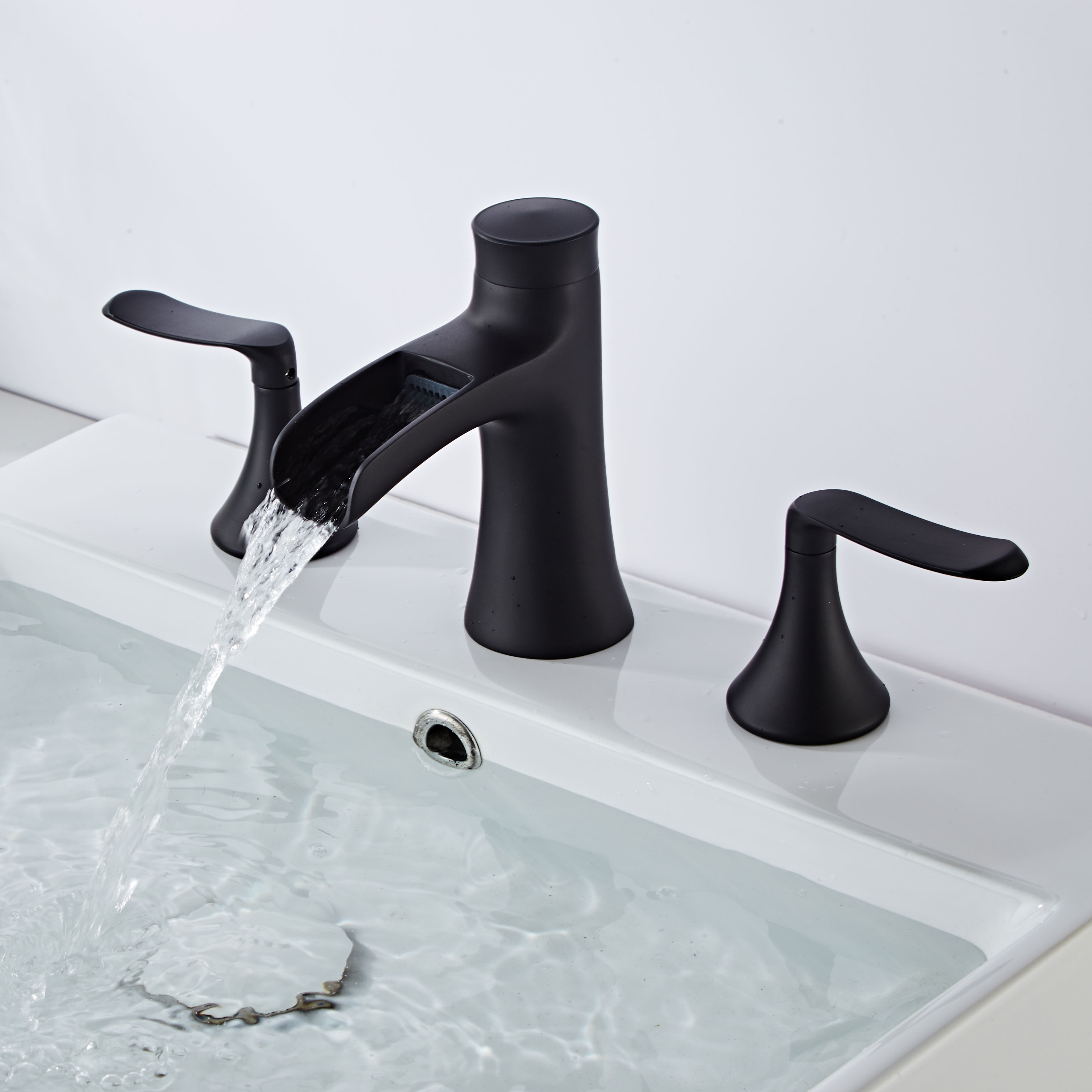 Wovier Widespread Faucet,Three Handle Two Hole Bathroom sink Faucet-W8416-14