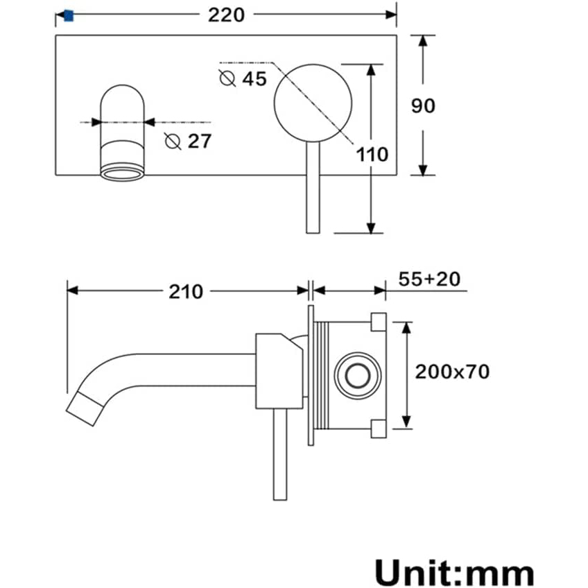 Wovier Wall Mount Bathroom Sink Faucet, Single Handles Single Hole Lavatory Faucet W8612