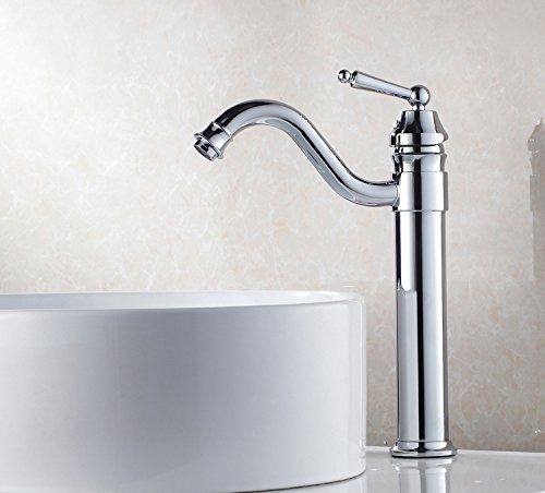 Wovier Vessel Faucet with Supply Hose,Single Handle Single Hole Bathroom Faucet W8299-4