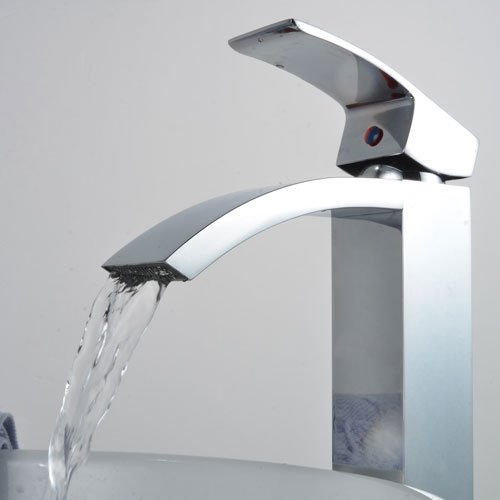 Wovier Waterfall Vessel Faucet, Single Handle Single Hole Bathroom Faucet - w8219-14