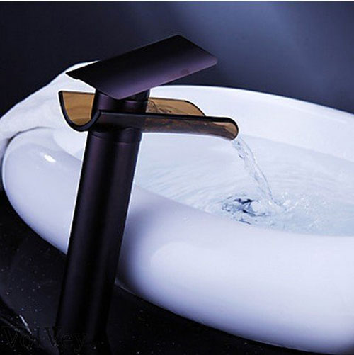Wovier Waterfall Vessel Faucet, Single Handle Single Hole Bathroom Faucet - w8215-11