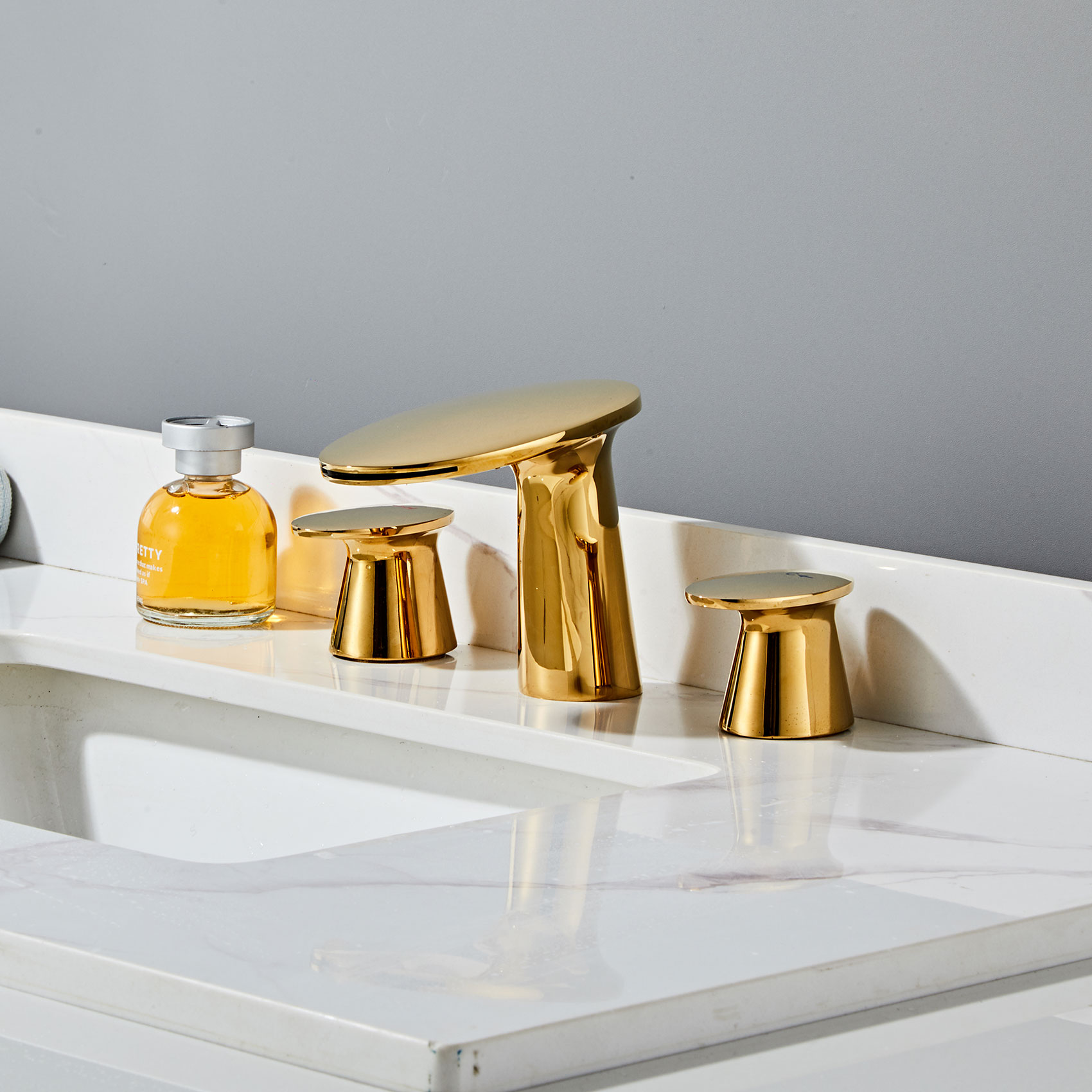 Wovier Widespread Faucet,Three Handle Two Hole Bathroom sink Faucet-W8417-49