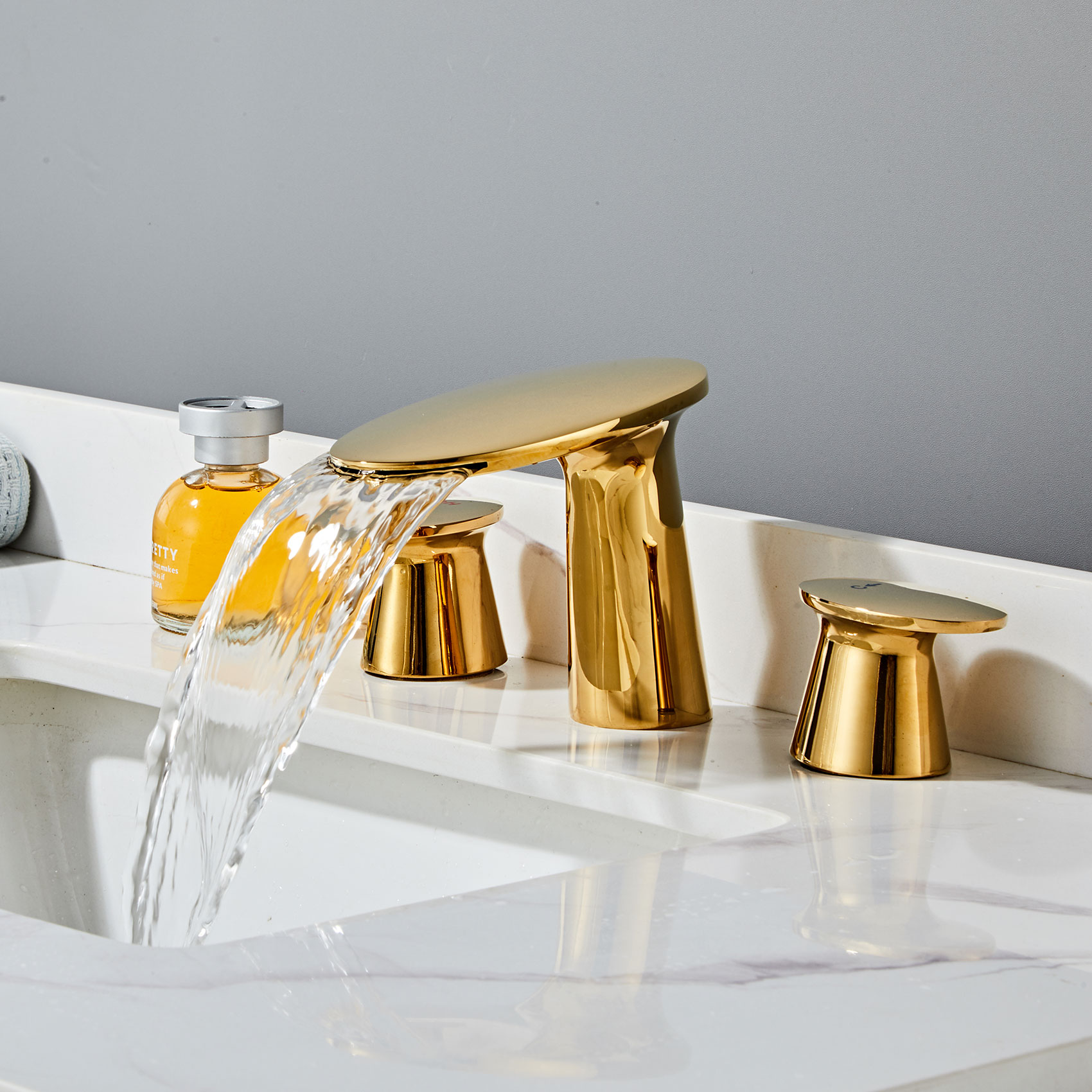 Wovier Widespread Faucet,Three Handle Two Hole Bathroom sink Faucet-W8417-48