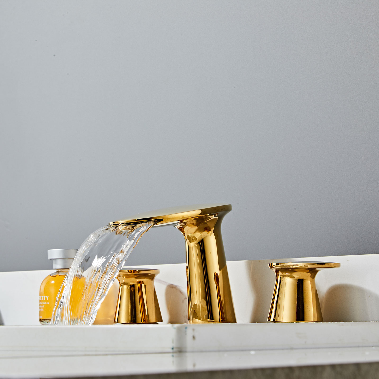 Wovier Widespread Faucet,Three Handle Two Hole Bathroom sink Faucet-W8417-46