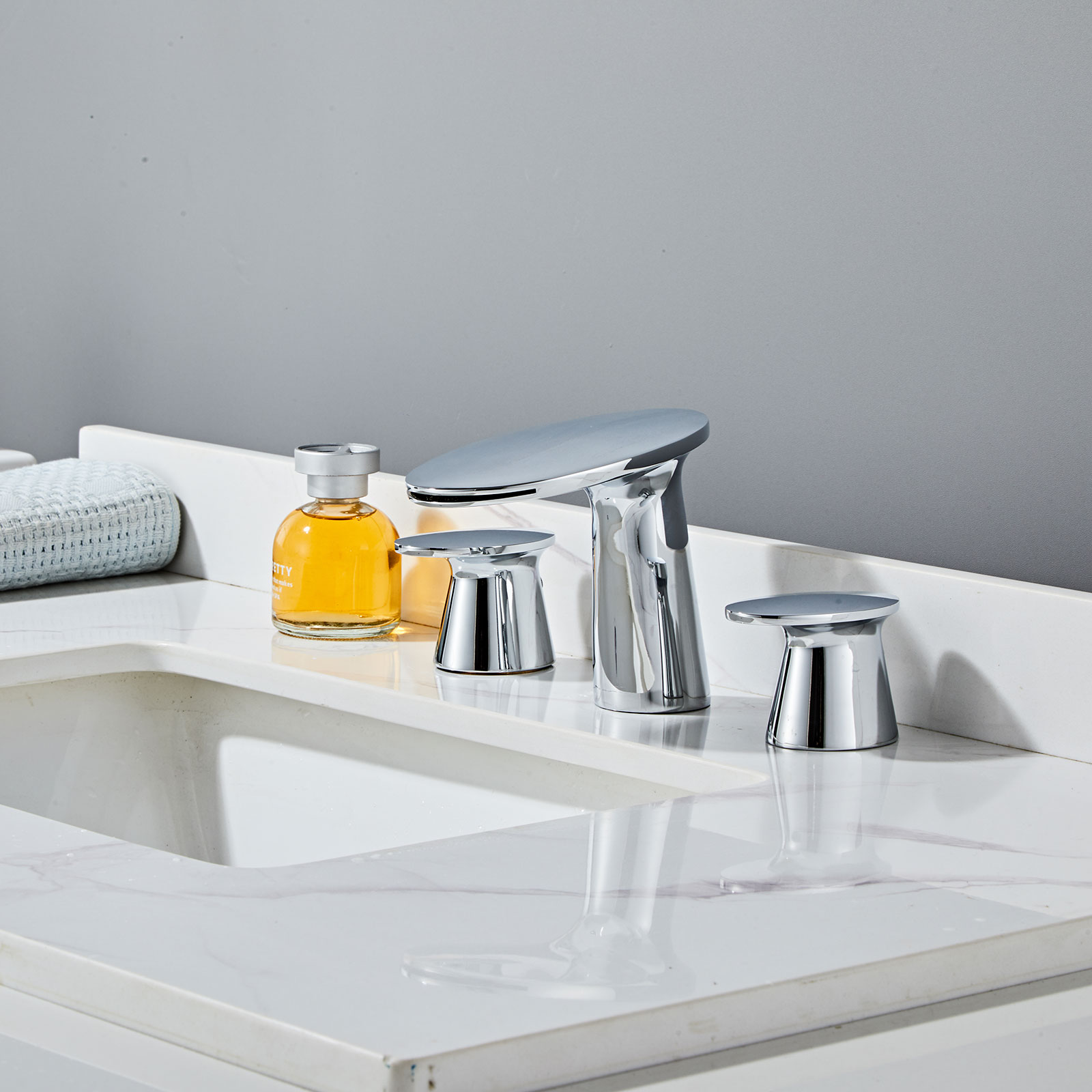 Wovier Widespread Faucet,Three Handle Two Hole Bathroom sink Faucet-W8417-45