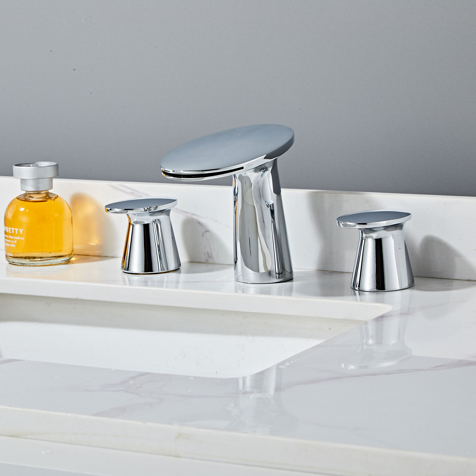 Wovier Widespread Faucet,Three Handle Two Hole Bathroom sink Faucet-W8417-44