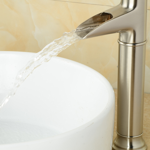 Wovier Waterfall Vessel Faucet with Supply Hose,Single Handle Single Hole Bathroom Faucet W8289-5