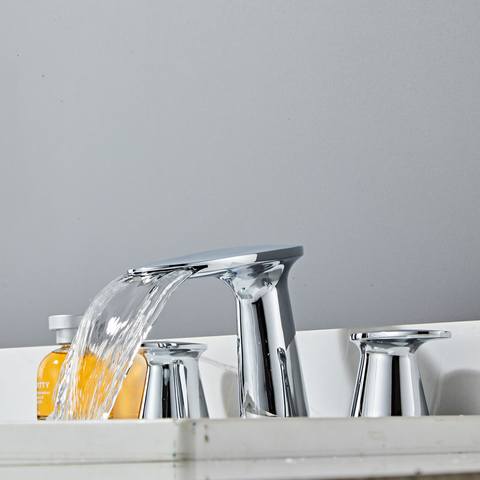 Wovier Widespread Faucet,Three Handle Two Hole Bathroom sink Faucet-W8417-43