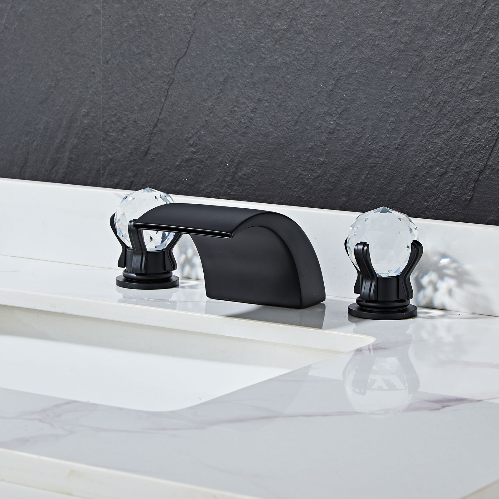 Wovier Widespread Faucet,Three Handle Two Hole Bathroom sink Faucet-W8433-07