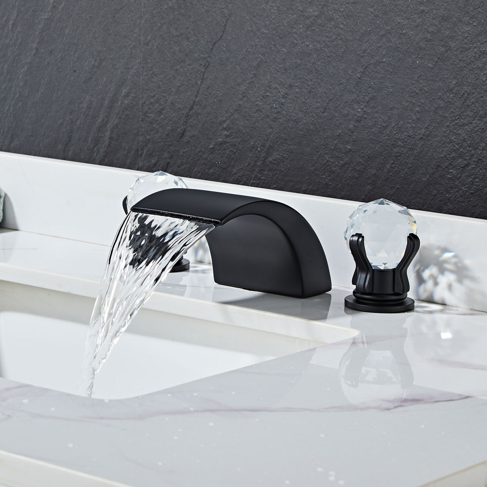 Wovier Widespread Faucet,Three Handle Two Hole Bathroom sink Faucet-W8433-03