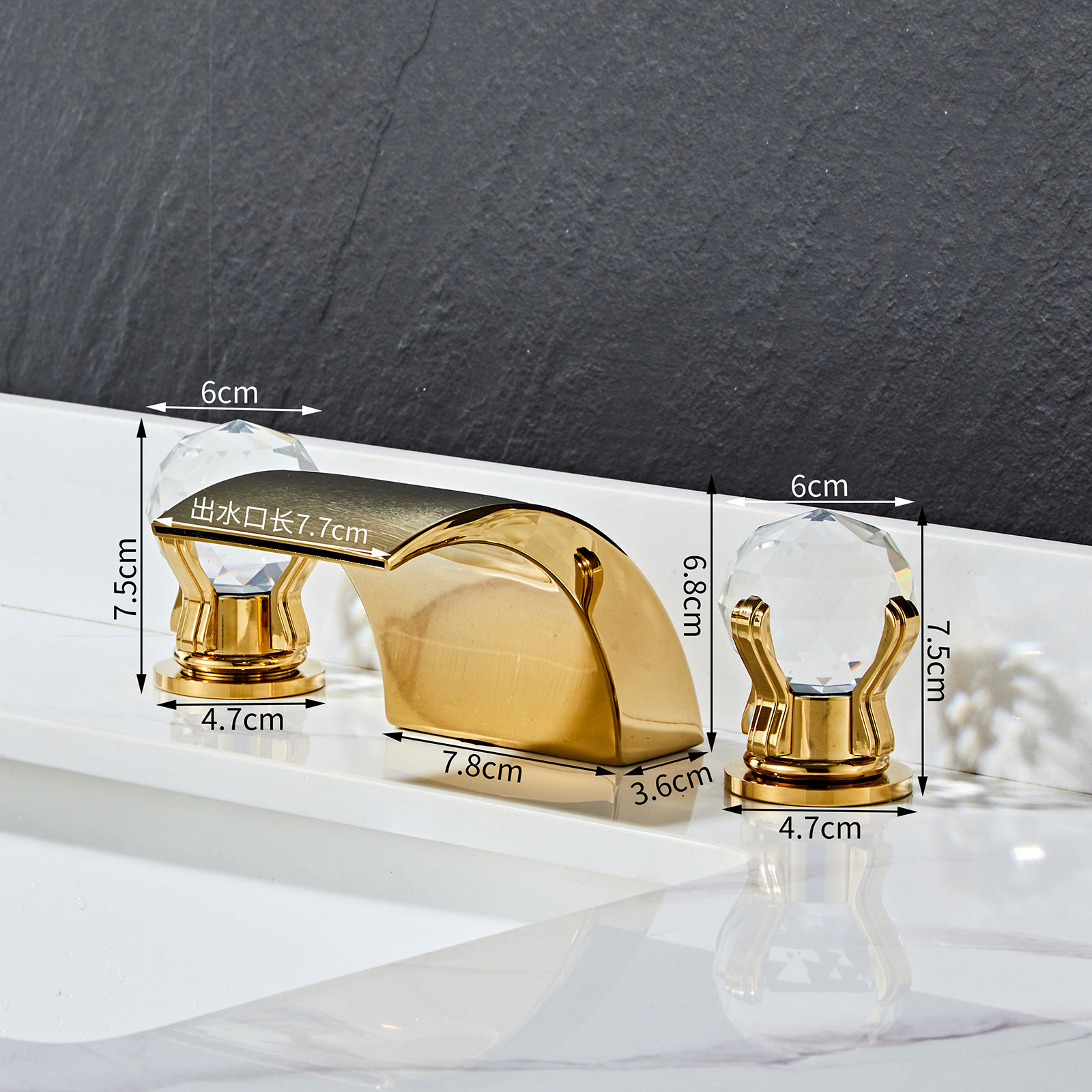 Wovier Widespread Faucet,Three Handle Two Hole Bathroom sink Faucet-W8433-11