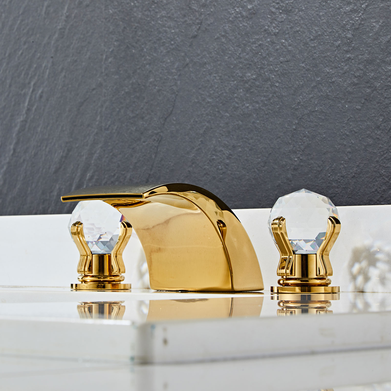 Wovier Widespread Faucet,Three Handle Two Hole Bathroom sink Faucet-W8433-14