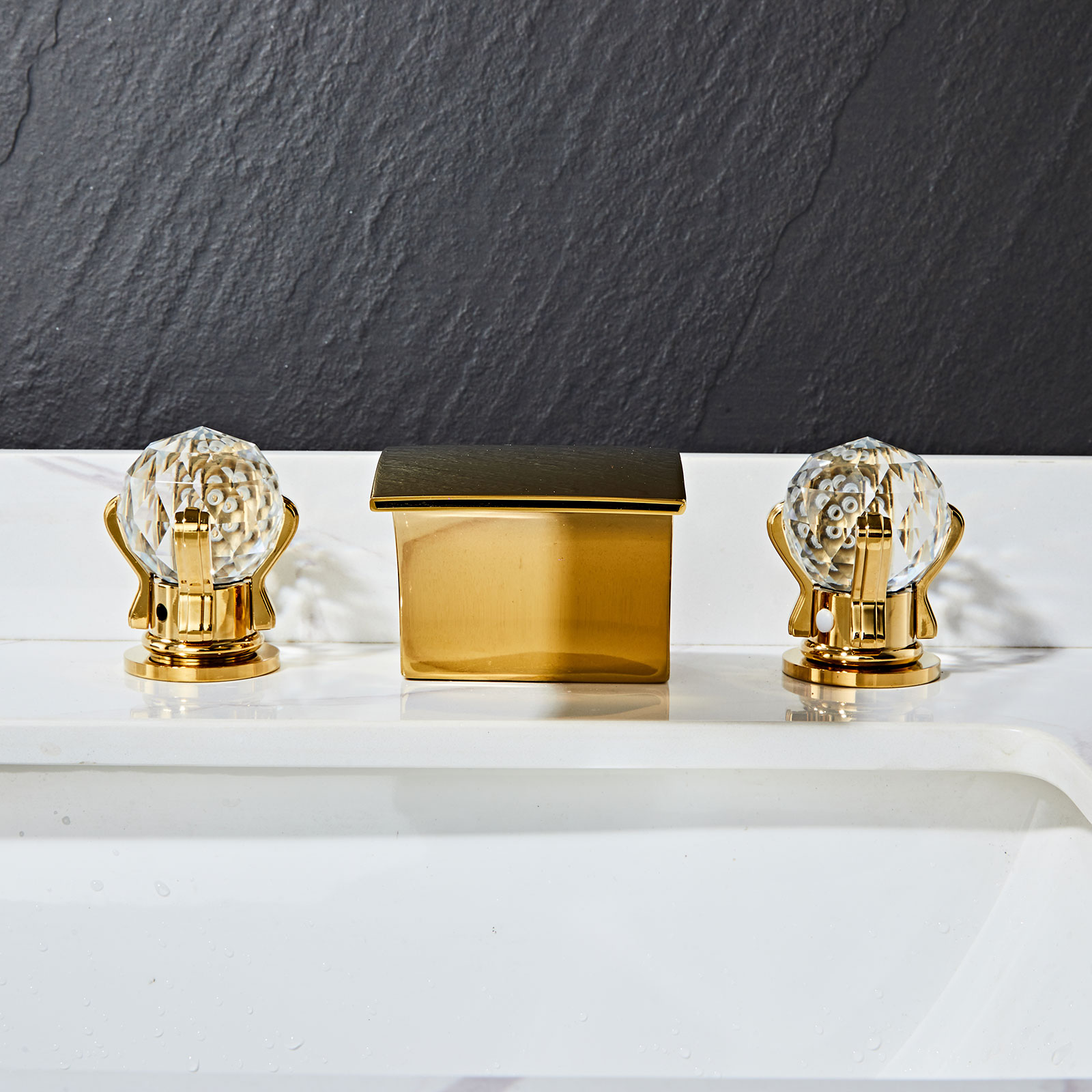 Wovier Widespread Faucet,Three Handle Two Hole Bathroom sink Faucet-W8433-12