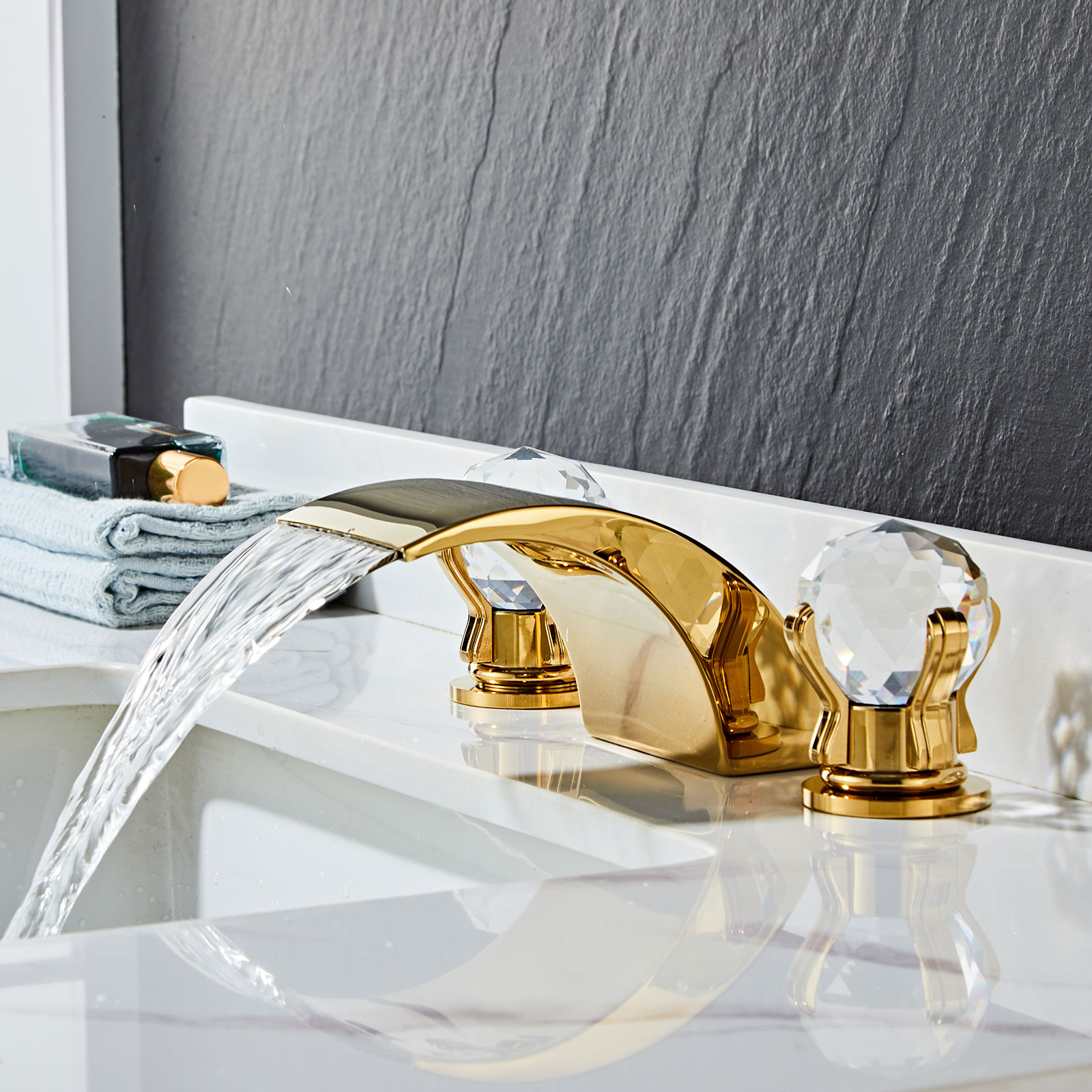 Wovier Widespread Faucet,Three Handle Two Hole Bathroom sink Faucet-W8433-02