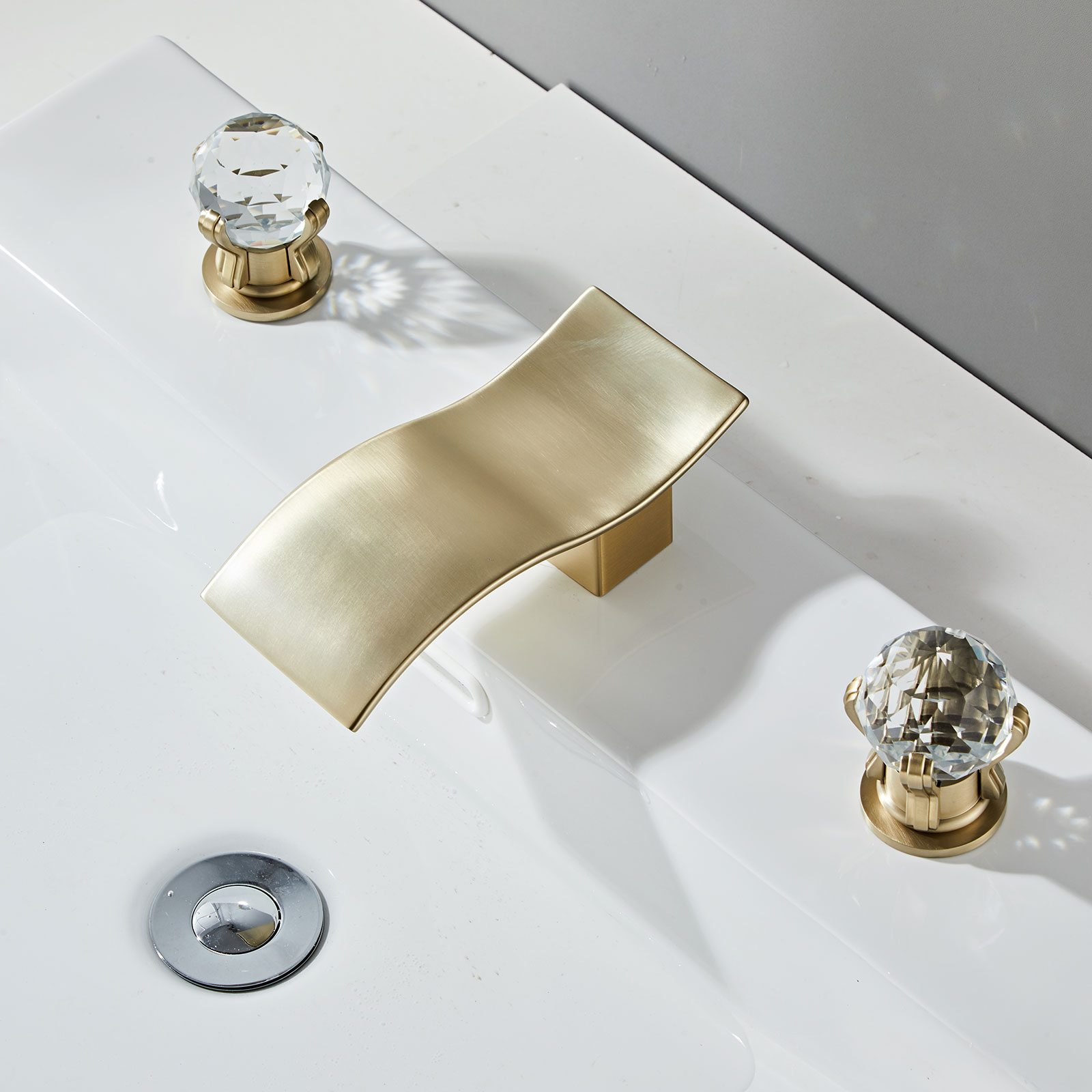 Wovier Widespread Faucet,Three Handle Two Hole Bathroom sink Faucet-W8434-19