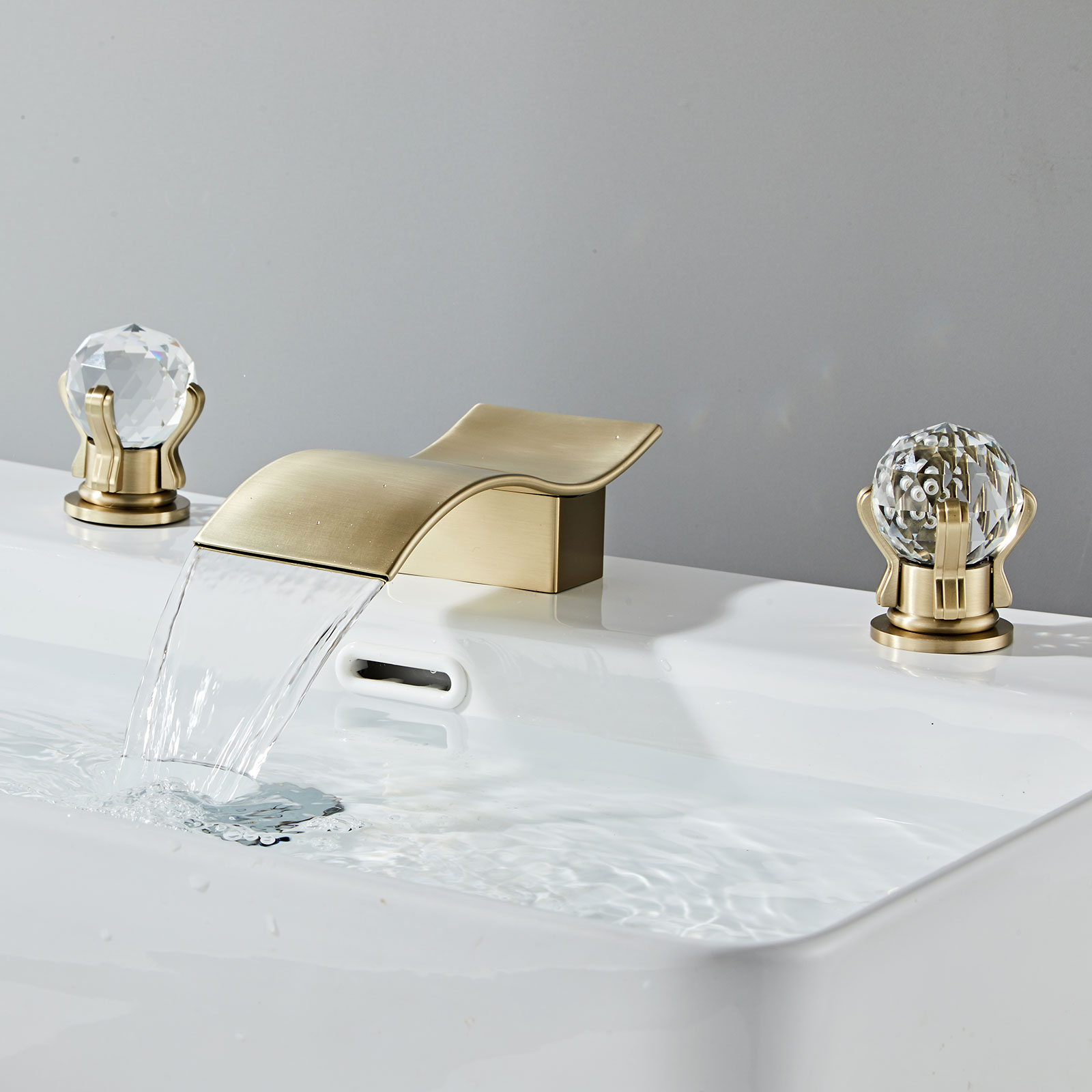 Wovier Widespread Faucet,Three Handle Two Hole Bathroom sink Faucet-W8434-18