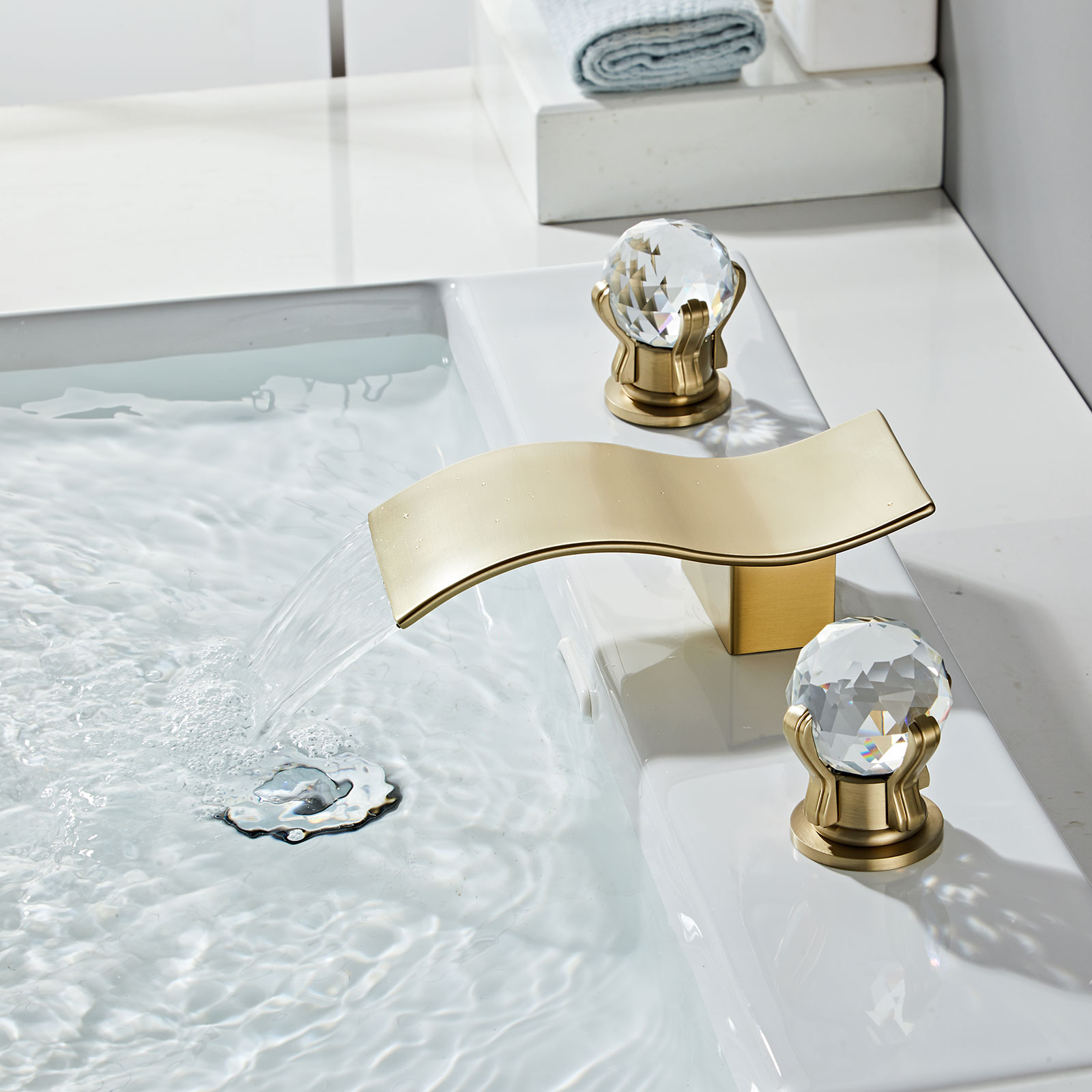 Wovier Widespread Faucet,Three Handle Two Hole Bathroom sink Faucet-W8434-03