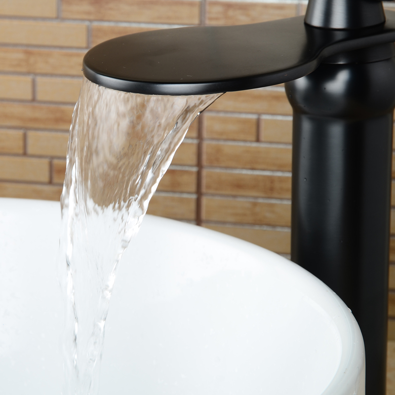 Wovier Waterfall Vessel Faucet with Supply Hose,Single Handle Single Hole Bathroom Faucet W8295-10