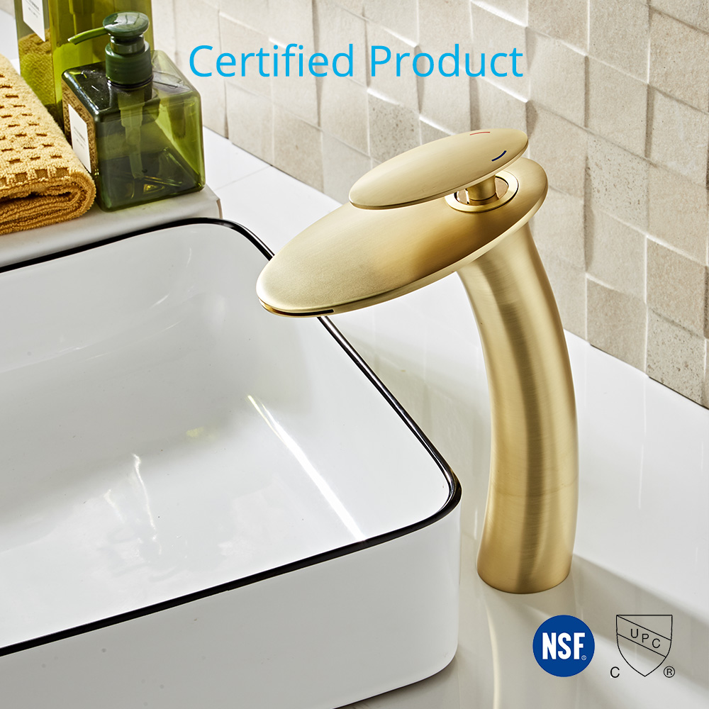 Wovier Waterfall Vessel Faucet,Single Handle Single Hole Vessel Bathroom Faucet - 8203-6