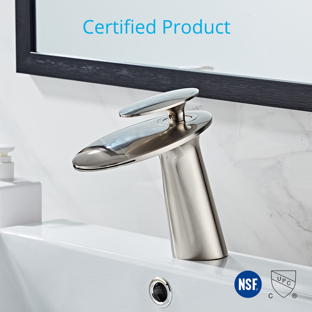 Wovier Waterfall Bathroom Sink Faucet,Single Handle Single Hole Faucet-W8204-25