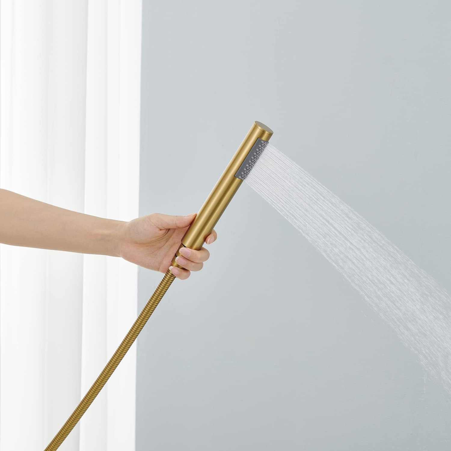 Wovier Floor Mounted Tub Filler Faucet, Freestanding Bathtub Faucet with Hand Shower W8787